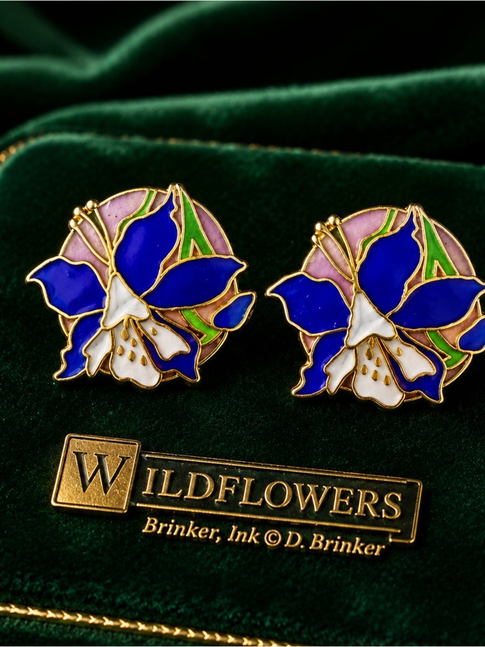 Genuine Cloisonné Wildflowers Stud Earrings